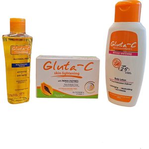 Gluta-C Intense Whitening Body Lotion, 150 ml + Intense Whitening toner, 100ml + 1 Skin Lightening zeep 135 gram