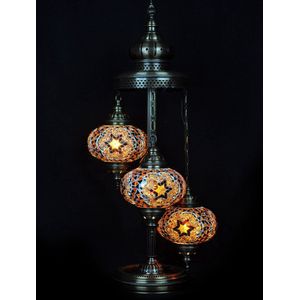 Turkse lamp - Oosterse lamp - Staande lamp - Bruin - 3 bollen - mozaïek
