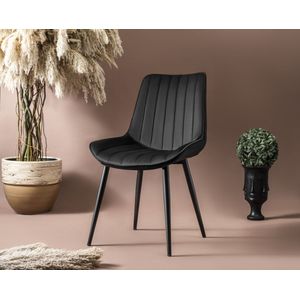 Swiss Homes® | Luxe Venus Eetkamerstoelen | Satin Black - Set van 4 | Zwart - Fluweel - Velvet stoel - Eetkamerstoel - Kuipstoel - Industriële - Woonkamerstoelen | Nieuw Collectie!