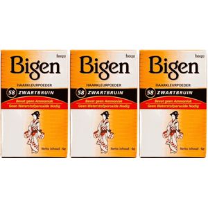 Bigen Hair Powder - 58 Zwart Bruin - Voordeelverpakking 3 Stuks