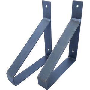 GoudmetHout Industriële Plankdragers 20 cm - Staal - Mat Blank - 4x20x25cm - Plankendrager