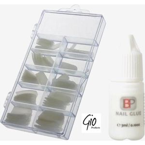Nageltips Naturel Voordeel Set - Naturel Tips + Nagellijm 3ML - Professionele markt