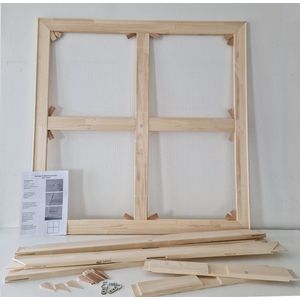 Brede opspanlatten voor schilderscanvas Spielat 65mm met verstevigings kruislatten 105x130cm Houten spanlatten met kruislatten voor Spanraam-Spieraam zonder doek Houtenframe voor schildersdoek, canvas of stof. Inclusief ophangbeugels