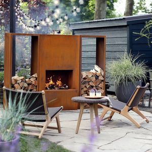 GardenMaxX Tuinhaard - Pinacate Corten - Woodstore Edition - BBQ-Grill - Buitenhaard - Houtopslag