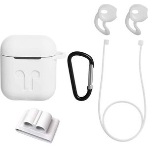 6 in 1 Anti Lost + Maximum Protection Set - Anti Verlies Koord - Wit - Geschikt voor Apple AirPods