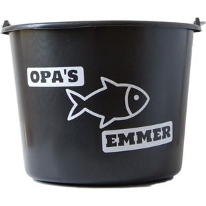 Cadeau emmer – 12 liter – zwart – met tekst: Opas visemmer