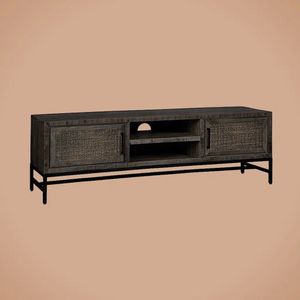 Tower Living tv meubel Carini zwart 160x40x50 cm mangohout