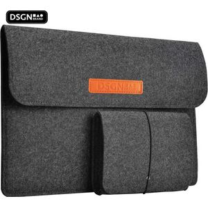 DSGN VILT - Laptophoes 14 inch - Notebook - Chromebook - Laptop Sleeve Hoes Case - Vilten - Etui - Extra Vakken - Zwart