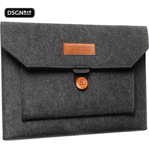 DSGN ENVLP - Laptophoes 13 inch - Apple MacBook Air Pro 13.3-14 inch - Laptop Sleeve Hoes Case - Vilten - Extra Vak - Knoopsluiting - Zwart