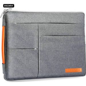 DSGN ZIP - Laptophoes 14 inch - Laptoptas - Notebook - Chromebook - Laptop Sleeve Hoes Case - Handvat - Waterdicht - Extra Vakken - Grijs