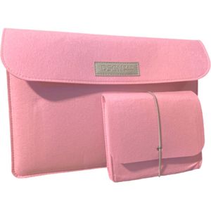 DSGN VILT - Laptophoes 14 inch - Notebook - Chromebook - Laptop Sleeve Hoes Case - Vilten - Etui - Extra Vakken - Roze