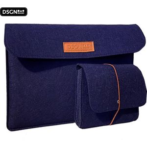 DSGN VILT - Laptophoes 14 inch - Notebook - Chromebook - Laptop Sleeve Hoes Case - Vilten - Etui - Extra Vakken - Blauw