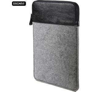 DSGN COVER - Laptophoes 14 inch - Notebook - Chromebook - Laptop Sleeve Hoes Case - Vilt - Vilten - Leer - Grijs - Zwart