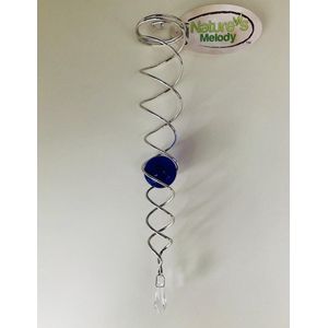 Nature's Melody Crystal Vortex Spinner Wind Spinner Kristal staart 35cm met blauwe glazen kogel van 4cm ,De beste kwaliteit ! wind vanger, Twister ,Hoogwaardige RVS.windgong