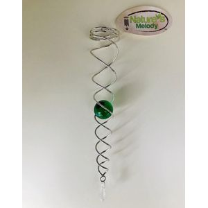 Nature's Melody Crystal Vortex Spinner Wind Spinner Kristal staart 35cm met groene glazen kogel van 4cm ,De beste kwaliteit ! wind vanger, Twister ,Hoogwaardige RVS spiraal