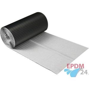 Aluminium loodvervanger zelfklevend 30 cm x 5 meter - zwart geribbeld