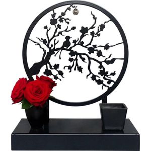 Urn japanse kersenbloesem - 1,8L - metaal - zwart