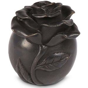 Bronzen Mini Bol Urn met Roos (0.1 liter)