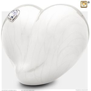 Grote LoveHeart Urn Wit Gemarmerd Swarovski (4 liter)