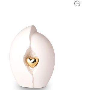 Mediumgrote Dieren Urn Wit - Goudkleurig Hart (2.2 liter)