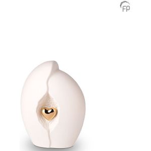 Mini Keramische Urn Wit - Gouden Hart (0.8 liter)