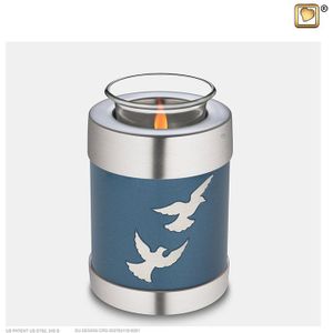 LoveUrns - Nivana Azure - Urn met Waxinelichtje - Matzilver - Messing