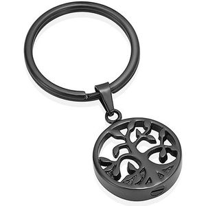 Levensboom - Sleutelhanger - Inktzwart - Edelstaal