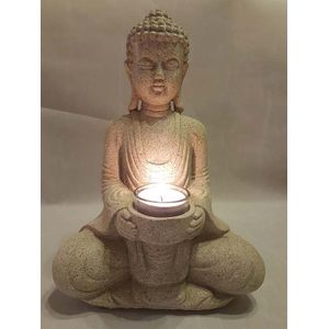 Amithaba Boeddha Urn - Steengrijs - Polystone - 1.2 Liter