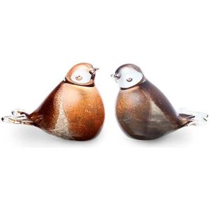 Kristal - Roodborstje - Urn - Bruin-Oranje - Handgeblazen