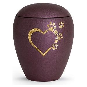 Middelgrote Keramische Fluweel Berry Dieren Urn, Hart met Pootjes (1.5 liter)