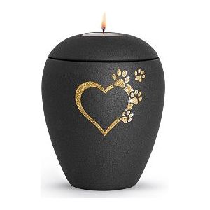 Kaarshouder Urn - Matzwart - Keramiek - Hart met Pootjes