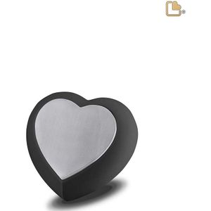 LoveUrns Design Dieren Urn Hart Matzilver - Zwart (0.05 liter)