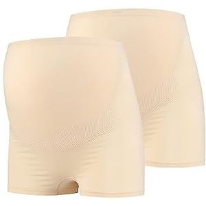 MAMSY Set van 2 zwangerschapsboxershorts voor dames (2 stuks), Beige