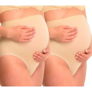Mamsy - 2-Pack Seamless zwangerschaps Slip met shapewear effect - Beige- XS/S
