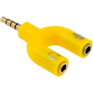 3,5 mm stereo mannelijk naar 3,5 mm hoofdtelefoon en microfoon vrouwelijke splitteradapter (geel)