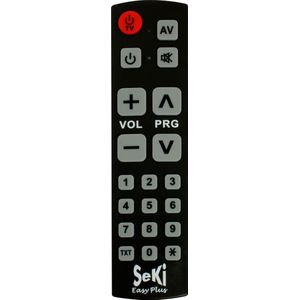 Universele afstandsbediening Seki Easy PLUS - Werkt alleen op infrarood- Zwart- ouderen en/of slechtziende