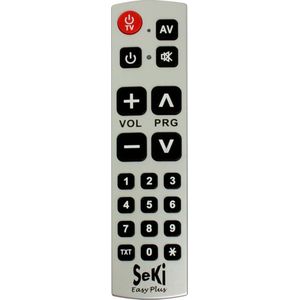 Universele afstandsbediening Seki Easy Plus - Werkt alleen op infrarood- Voor ouderen en/of slechtzienden -Zilver