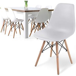 Pippa Design eetkamerstoel in Scandinavische stijl - set van 6 - wit