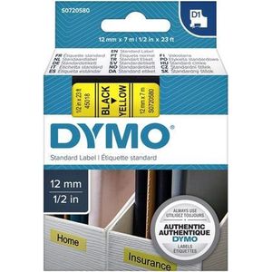 Labeltape dymo 45018 12 mm x 7 m d1 geel / zwart