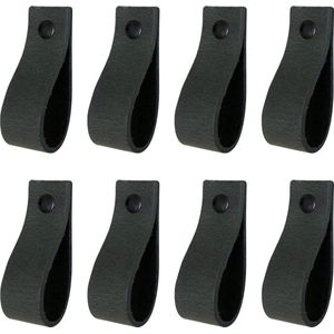 8x Leren handgrepen 'de lus' XS - VINTAGE GREY  (12,6 x 2,5 cm) - incl. 3 kleuren schroefjes (handgreepjes - leren grepen - greepjes - leren lusjes)