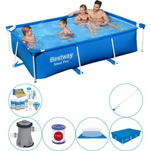 Steel Pro Rechthoekig Zwembad - 259 x 170 x 61 cm - Blauw - Voordelig Pakket