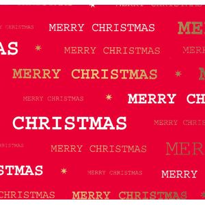 Inpakpapier Cadeaupapier Kerst Merry Xmas Red- Breedte 30 cm - m lang - Breedte 30 cm