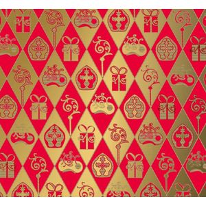 Inpakpapier Sinterklaas Rood Classic- Breedte 70 cm - m lang - Breedte 70 cm