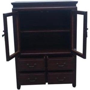 Fine Asianliving Chinese Boekenkast Bruin met Lades B82xD48xH115cm Chinese Meubels Oosterse Kast