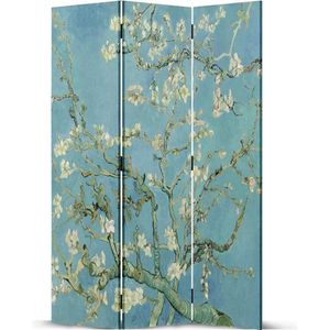 Fine Asianliving Kamerscherm Scheidingswand B120xH180cm 3 Panelen Van Gogh Amandel Bloesems Canvas Scherm Twee-zijdig Print Art 203-414-3