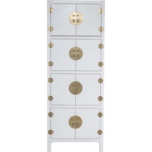 Fine Asianliving Chinese Kast Snow Wit B67xD45xH180cm - Orientique Collection Chinese Meubels Oosterse Kast