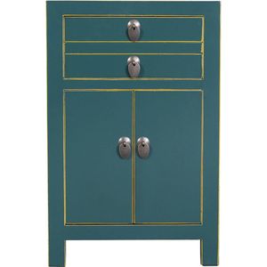 Fine Asianliving Chinees Nachtkastje Teal B40xD32xH60cm Chinese Meubels Oosterse Kast