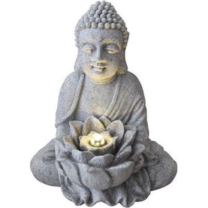 Fine Asianliving Zandsteen Boeddha met Lotus Fontein 31.5x26.8x37cm