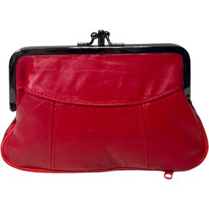 THL Design - Dames Knip Beurs - Portemonnee Dames  - Echt Leer Rood