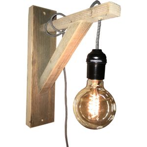 Wandlamp met schakelaar - Vintage - Steigerhout